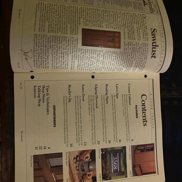 🎉5/$10🎉 Woodsmith magazine vol 16 number. 94 August 1994 corner cabinet - Picture 2 of 6